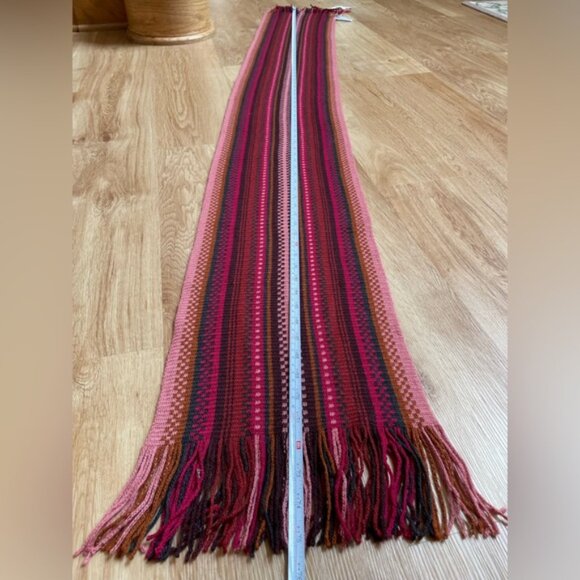 New NWT Smartwool striped wool scarf fringe Meadow line Canyon rose heather pink - Picture 9 of 9